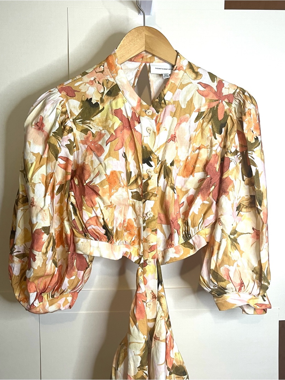 Significant Other Women’s Size 8 Svana Linen Blend Watercolor Floral Maxi Dress - Picture 10 of 14